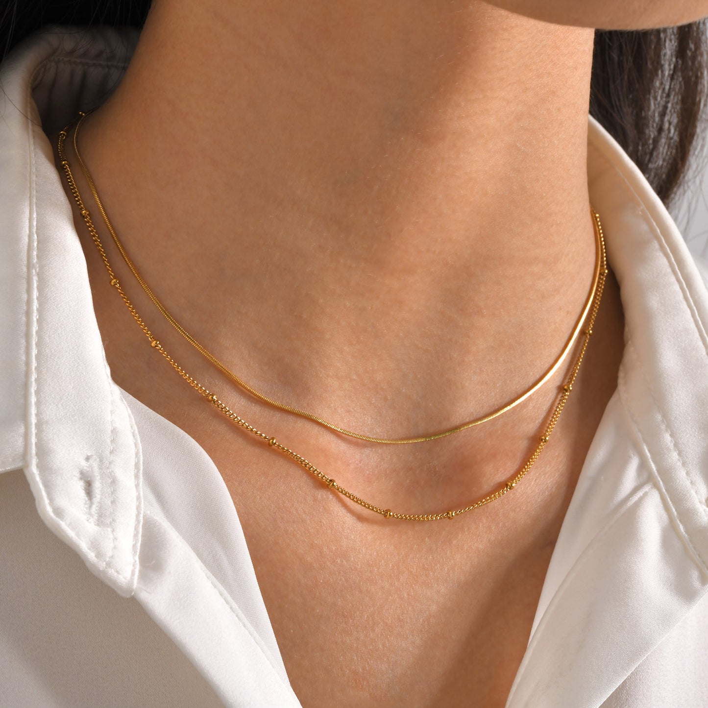 Cross-Border Jewelry Double-Layer Gold Snake Chain Necklace