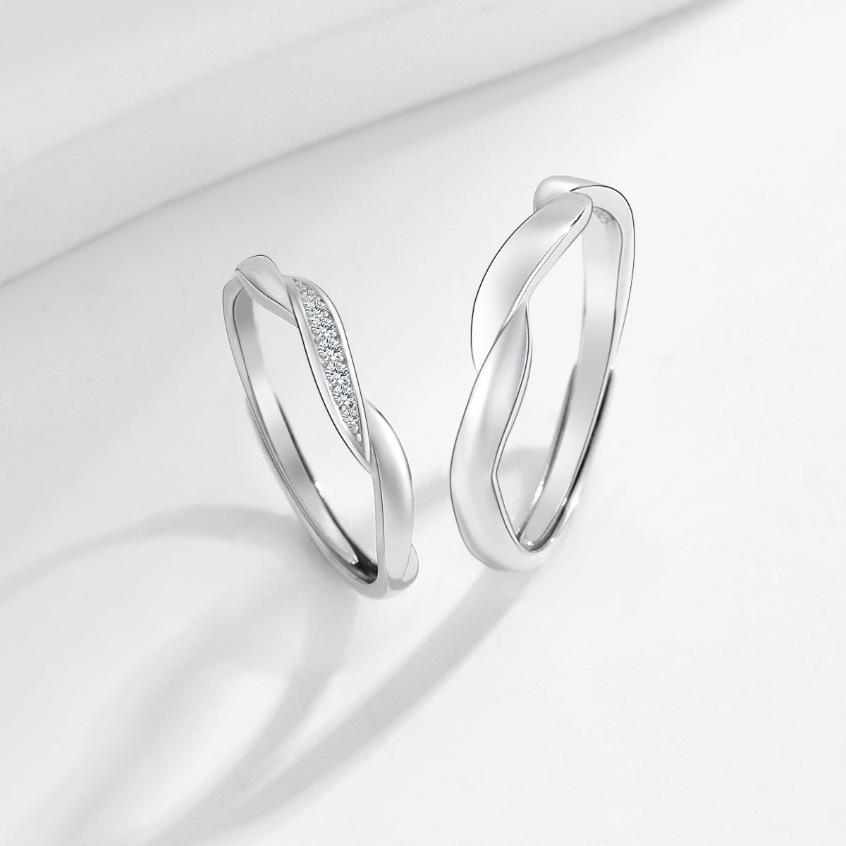 Planderful Love Together Couple Ring – Light Luxury Sterling Silver Pair
