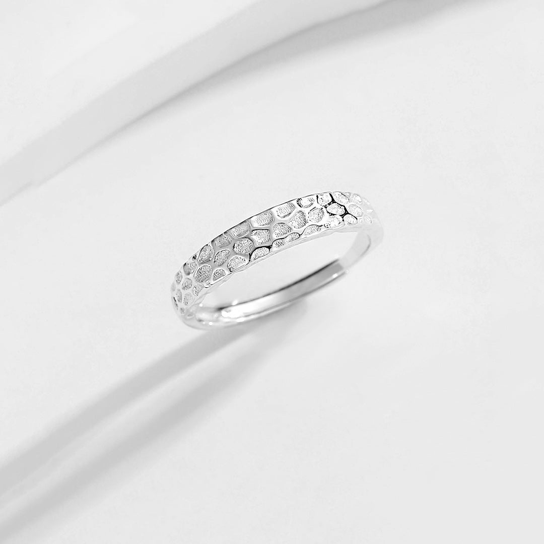 Planderful S925 Sterling Silver Irregular Geometric Ring For Women Adjustable Opening Minimal Korean Style
