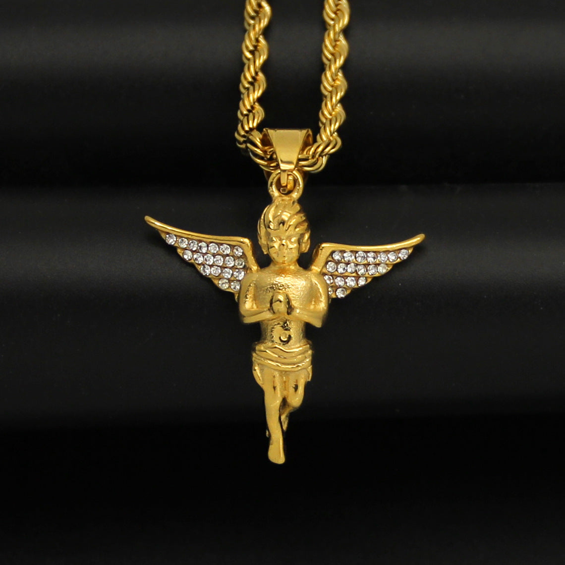 Zircon Necklace – Statement Prayer Angel Pendant
