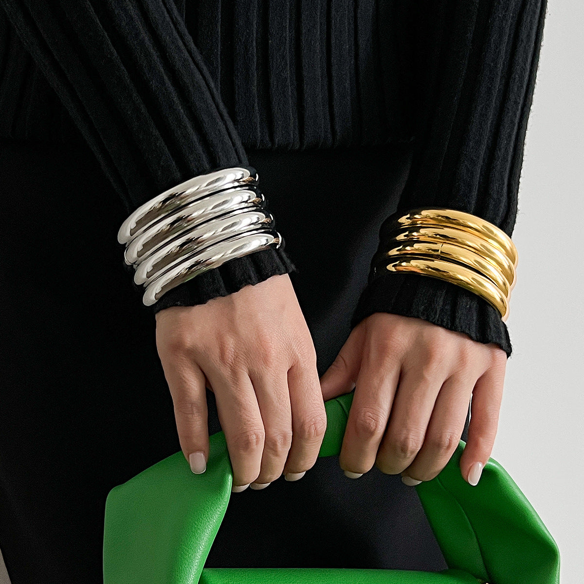 Bracelet Bracelet Retro Glossy Bracelet Set Exaggerated Snake Skin Threaded