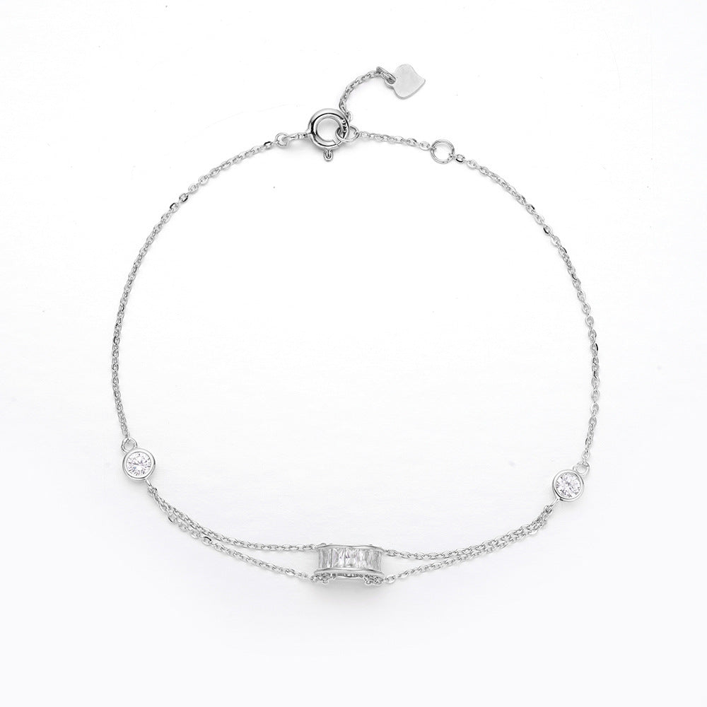 Korean Version Sterling Silver Bracelet with Zircon S925 for Girls