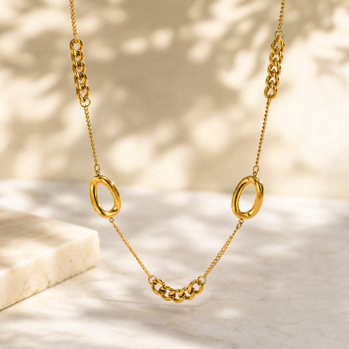 Stainless Steel Women's Style Imitation Pearl Heart Shape Stackable Necklace Gold