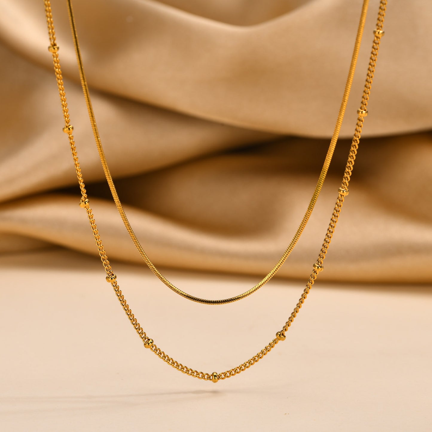 Cross-Border Jewelry Double-Layer Gold Snake Chain Necklace