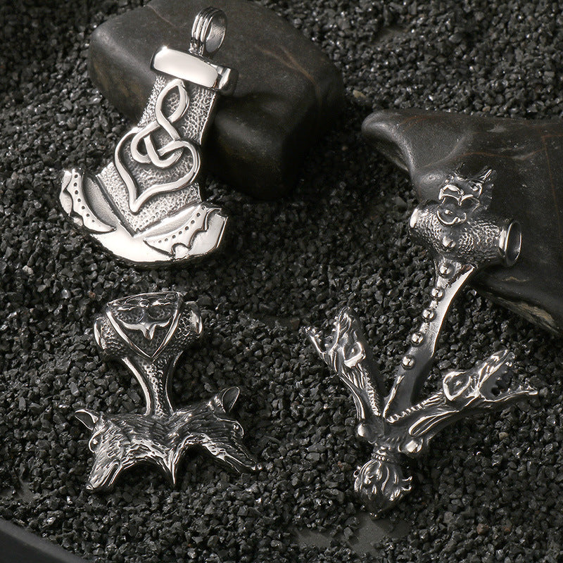 Planderful Dark Wolf Head Pendant Men Titanium Steel