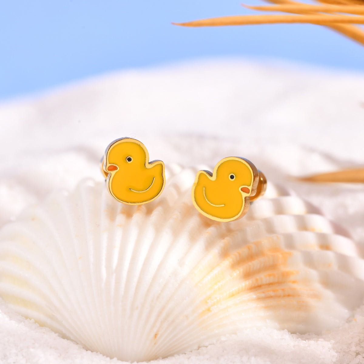 Gold-Tone Duck Earrings