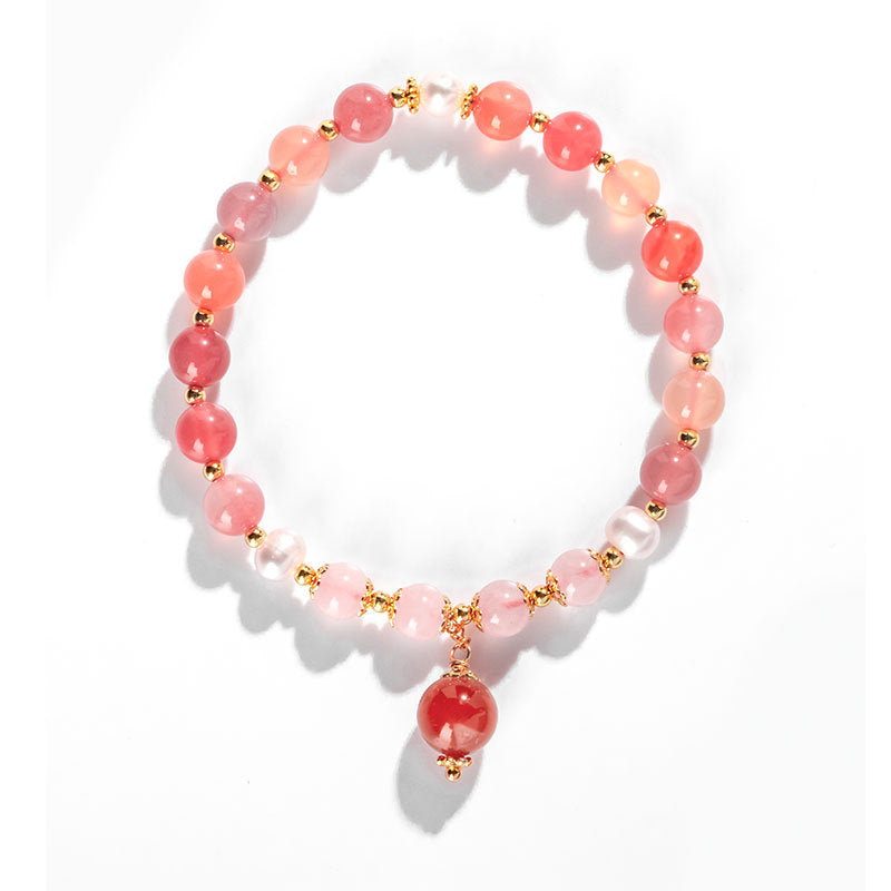 Crystal Agate and Freshwater Pearl Sterling Silver Bracelet