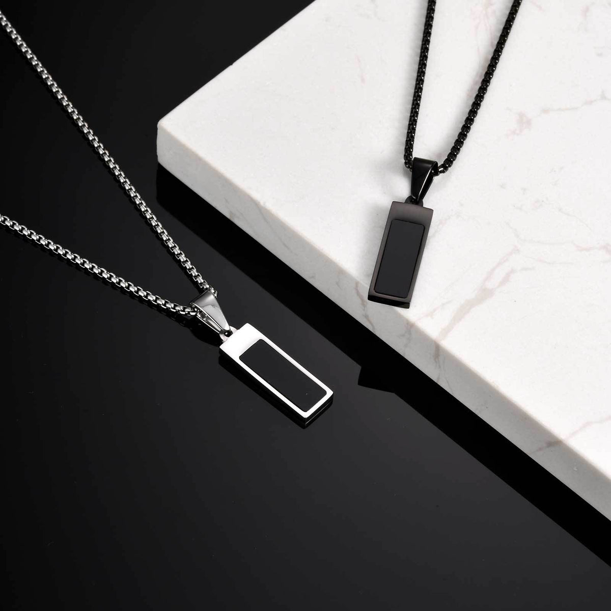 Minimalist Bar Pendant — Black or Silver, Chain Optional