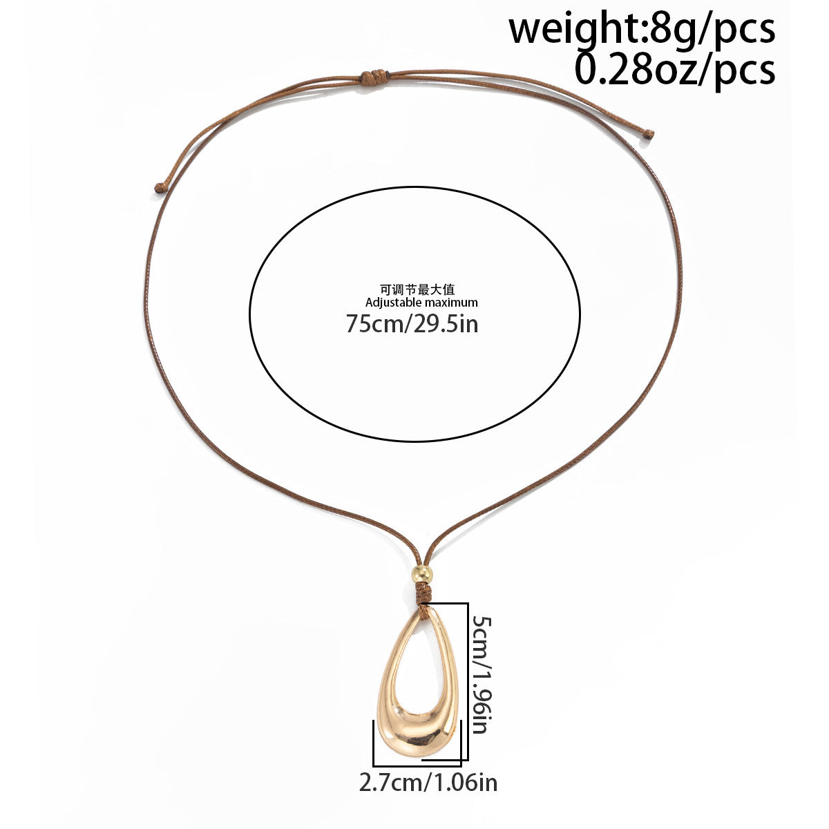 Hollow Teardrop Geometric Necklace