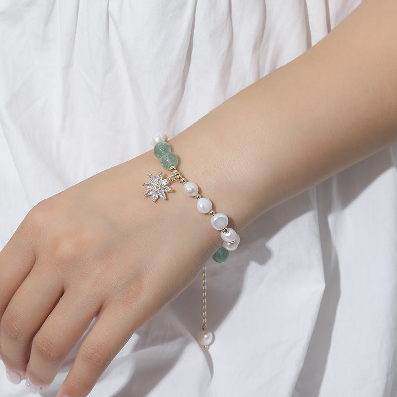 Elegant Crystal and Zircon Bracelet with Sterling Silver Components