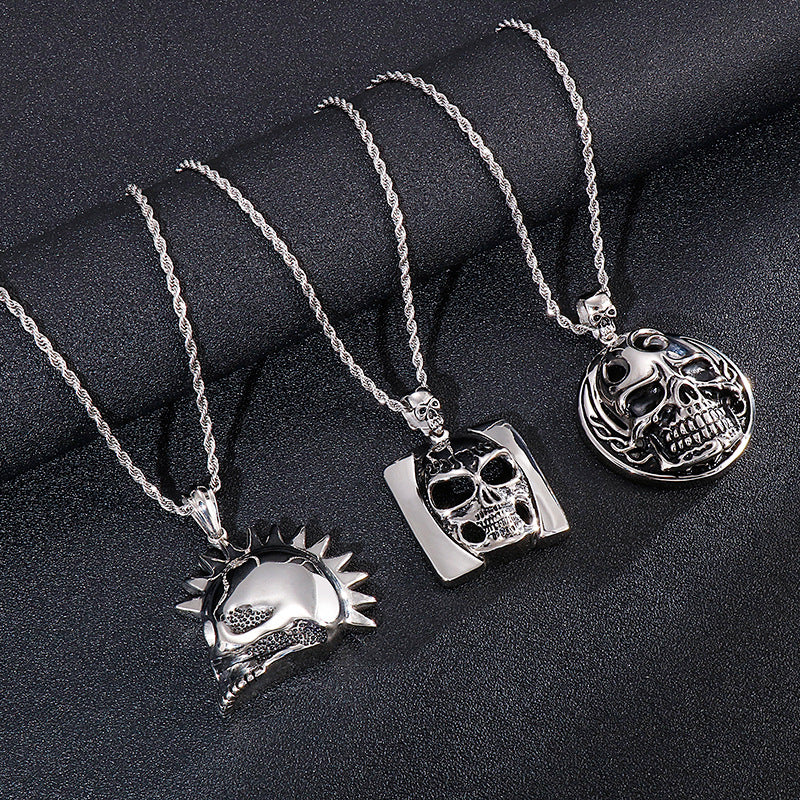 Ghostly Skull Hip-Hop Pendant in Titanium Steel for Men - Retro European and American Style