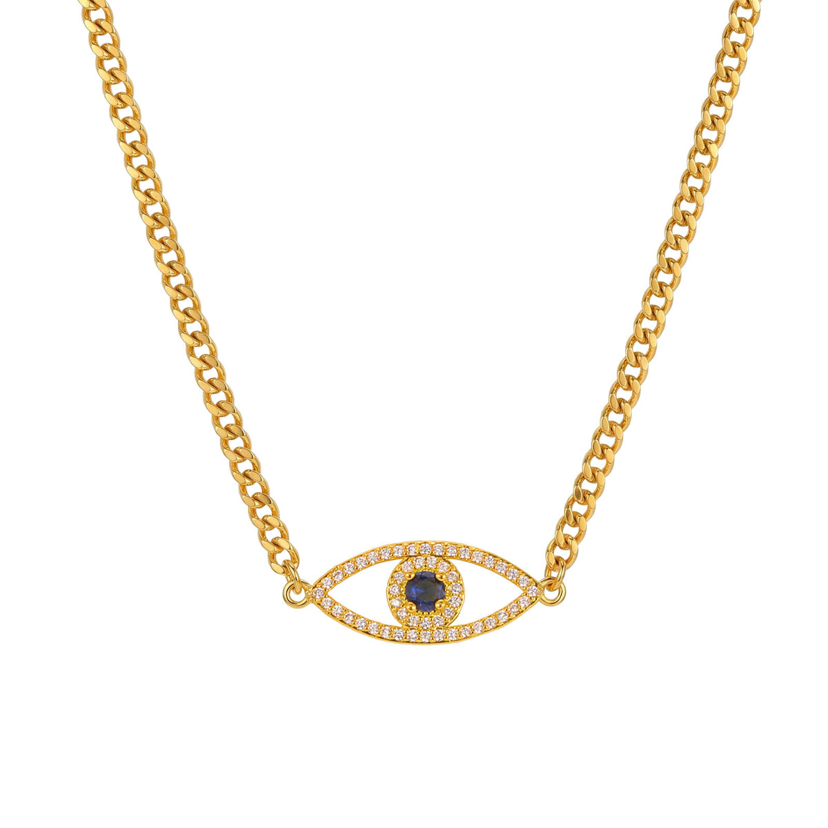 Stainless Steel Grinding Chain Copper Material Devil's Eye Necklace Gold