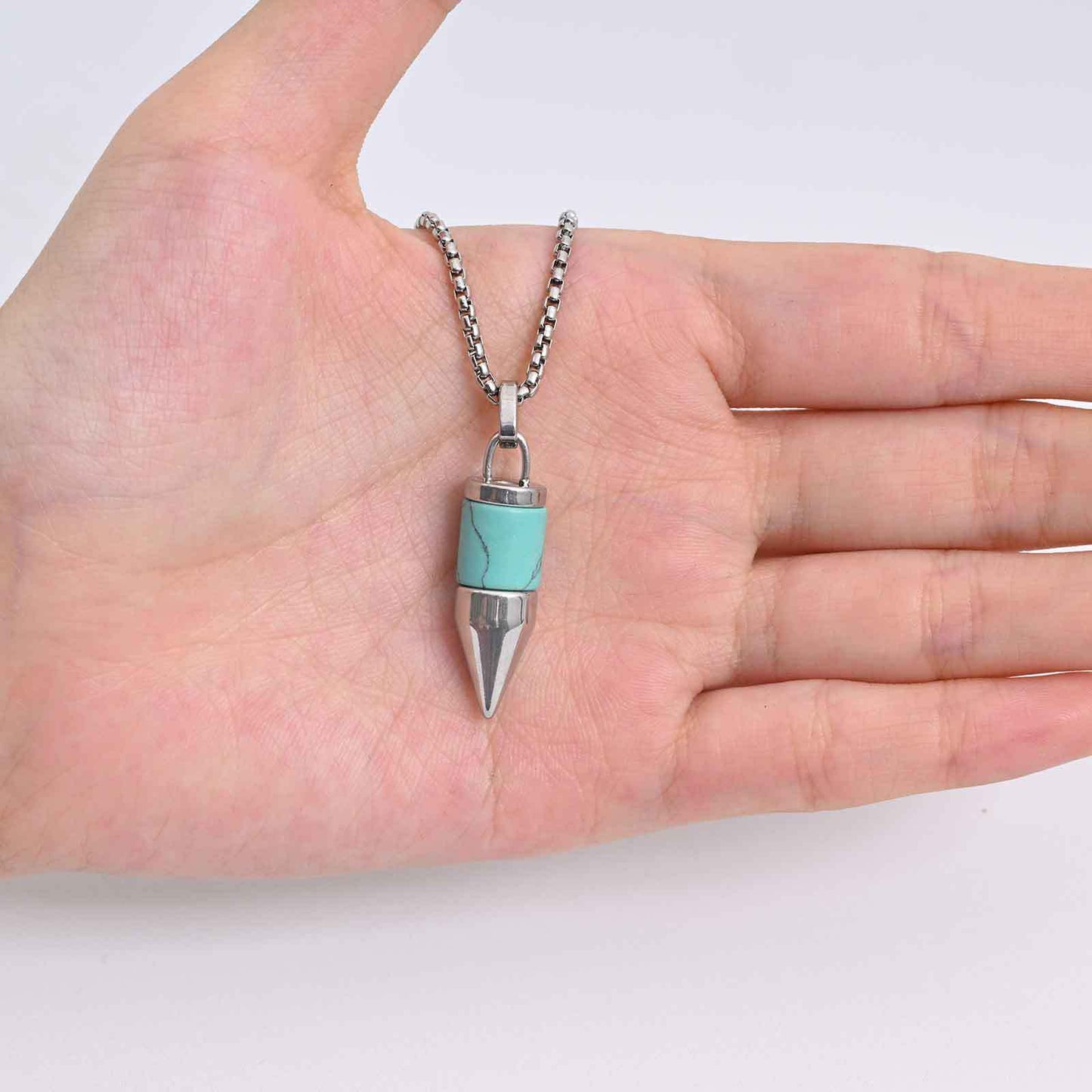 Planderful Mens Pendant Necklace Round Bullet Gemstones