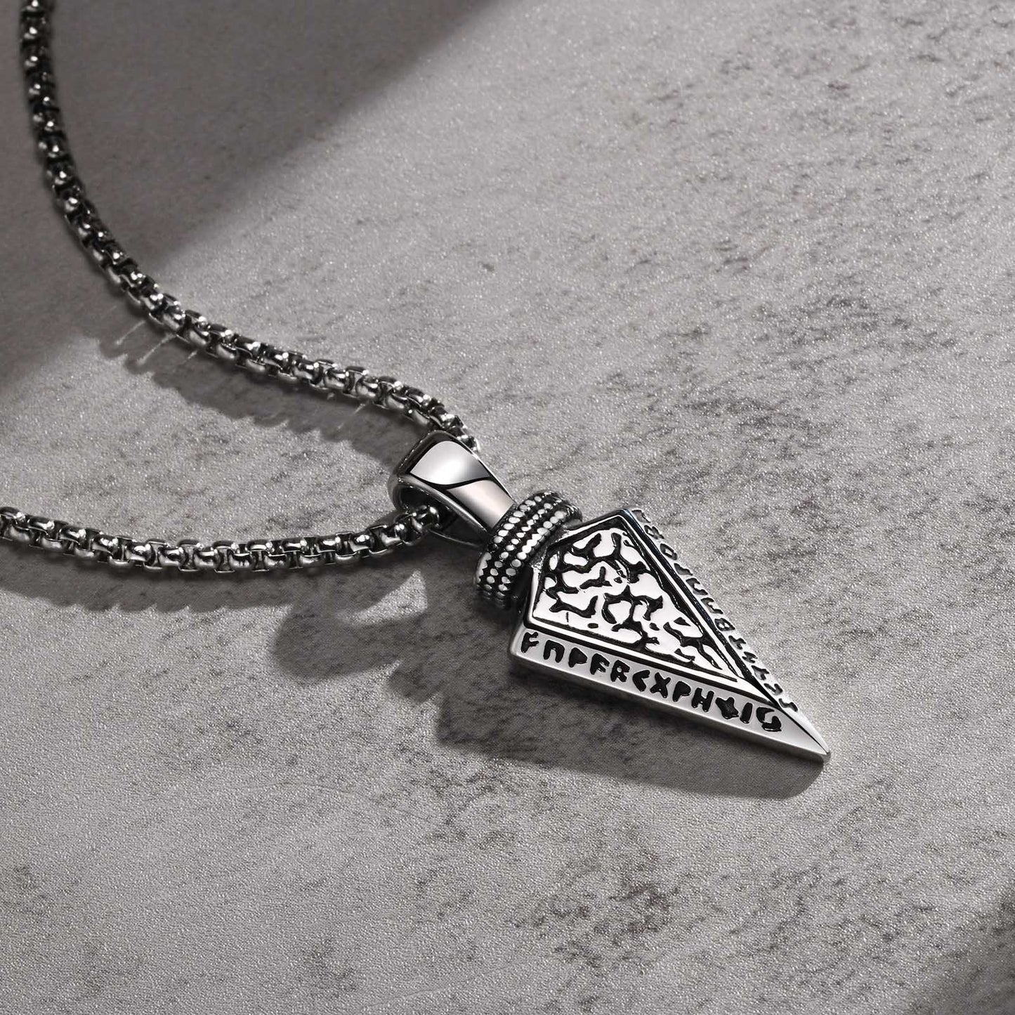 Stainless Steel Viking Arrow Pendant Men's Necklace Jewelry