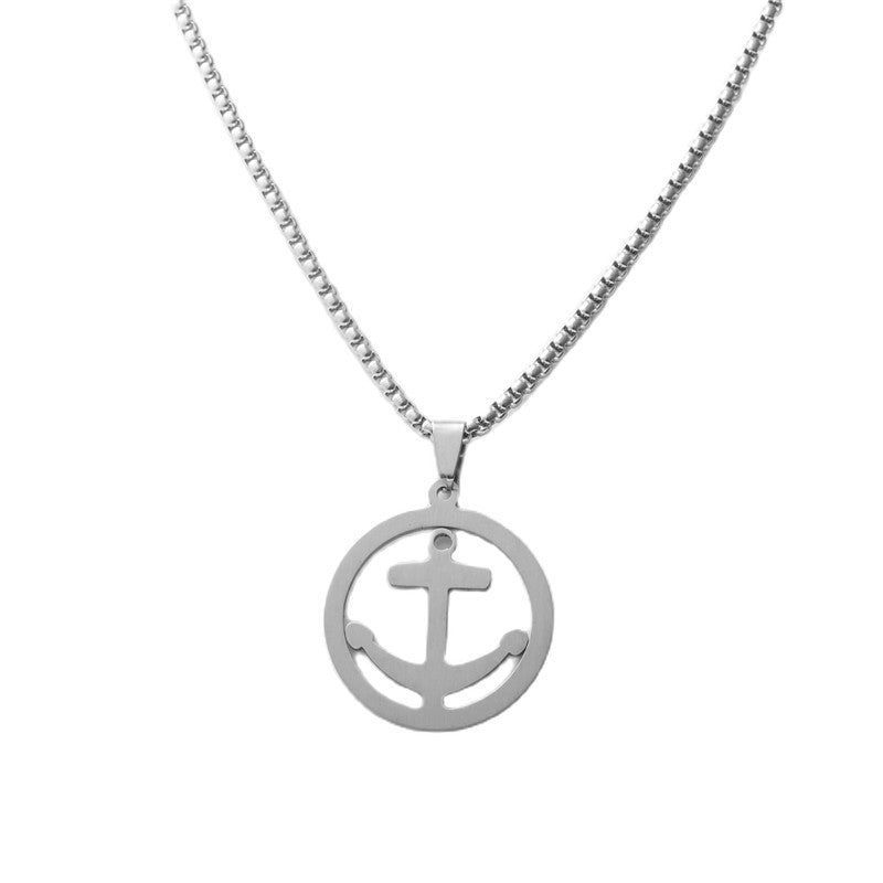 Personalized Retro Titanium Steel Boat Anchor Pendant Necklace for Men