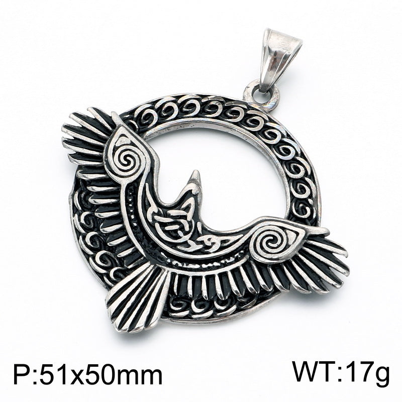 Punk Style Bird Of Prey Eagle Pendant Retro Smeared Eagle Wing Owl Necklace