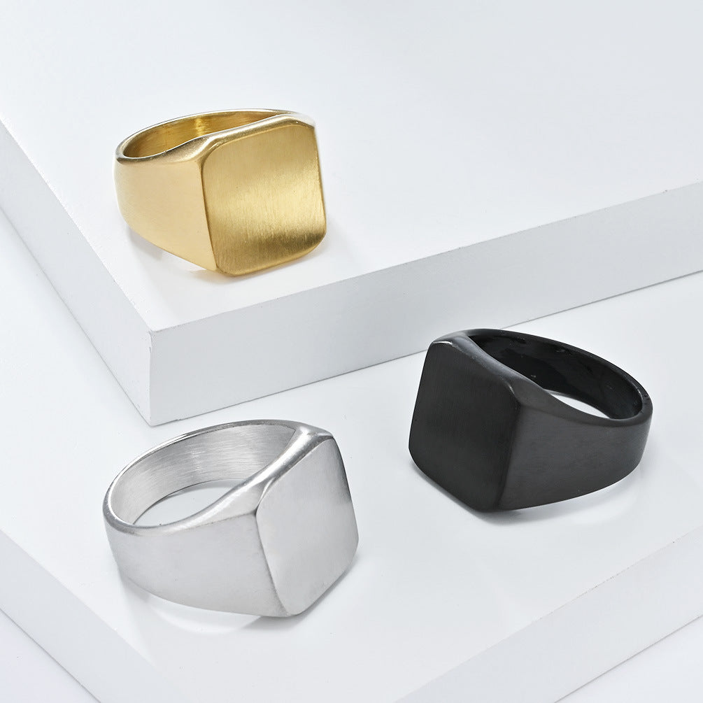 Matte Brushed Stainless Steel Seal Ring for Men