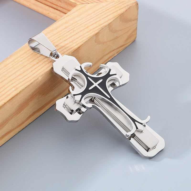 Planderful Men Cross Pendant Necklace Titanium Durable