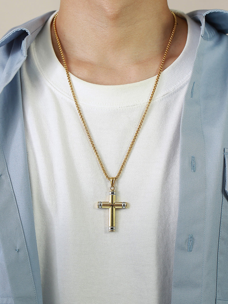 European And American Men's Fashion Titanium Steel Cross Pendant