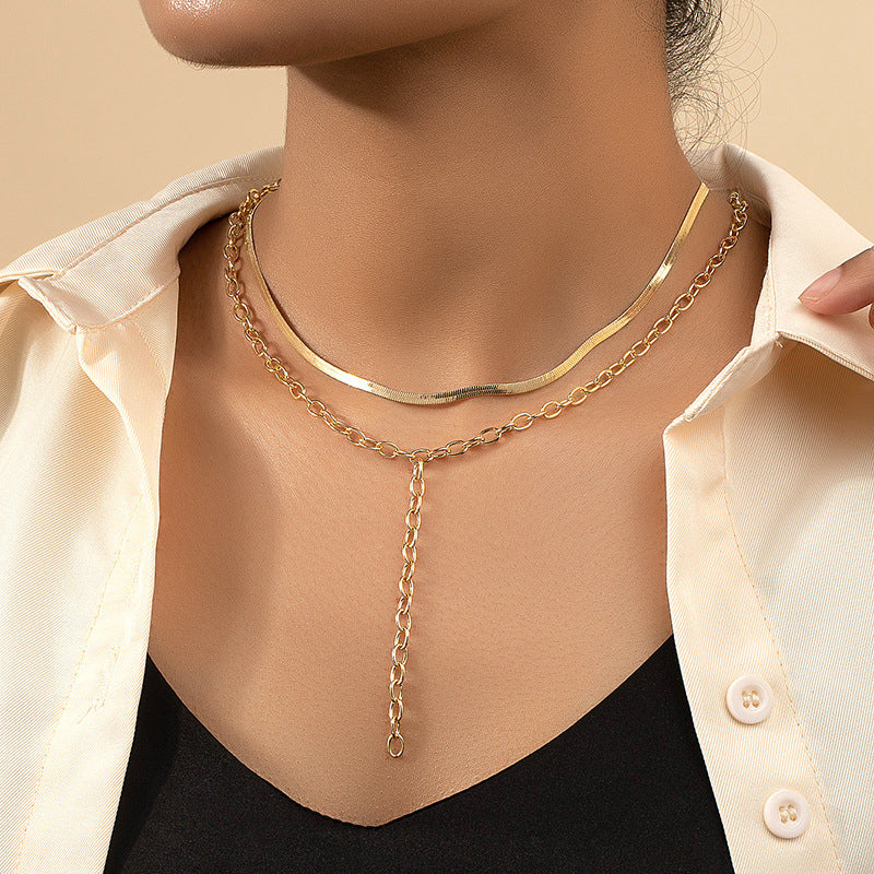 Double-Layered European Style Necklace with Niche Design and High-End Metal - Vienna Verve Collection