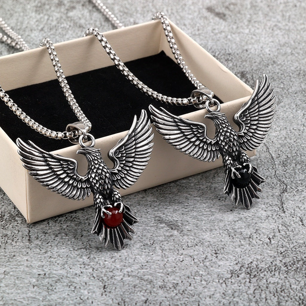 Vintage Eagle Stainless Steel Pendant Necklace