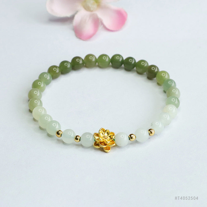 Hetian Jade Lotus Bracelet