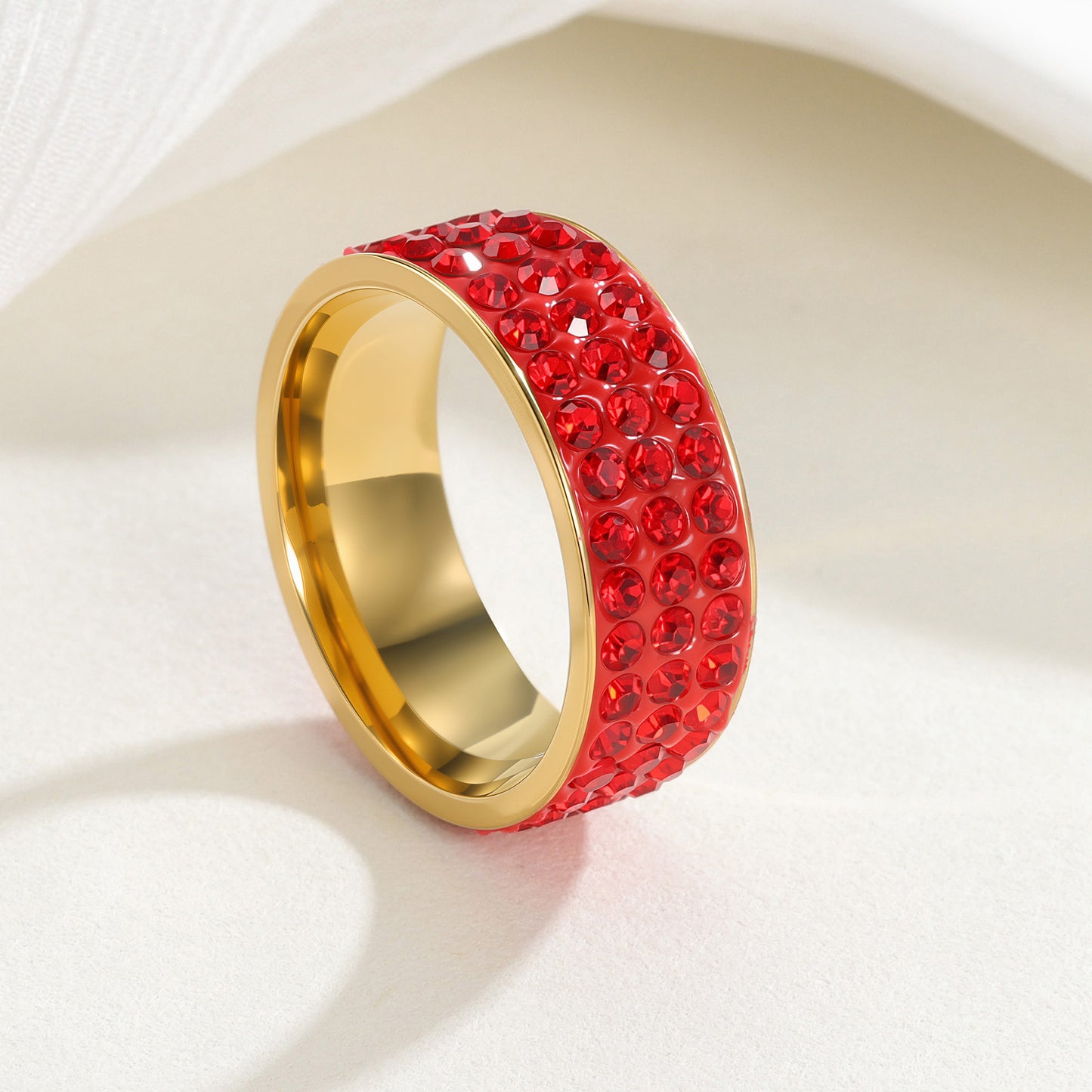 Planderful Titanium Steel 3 Row Zircon Couple Ring For Men