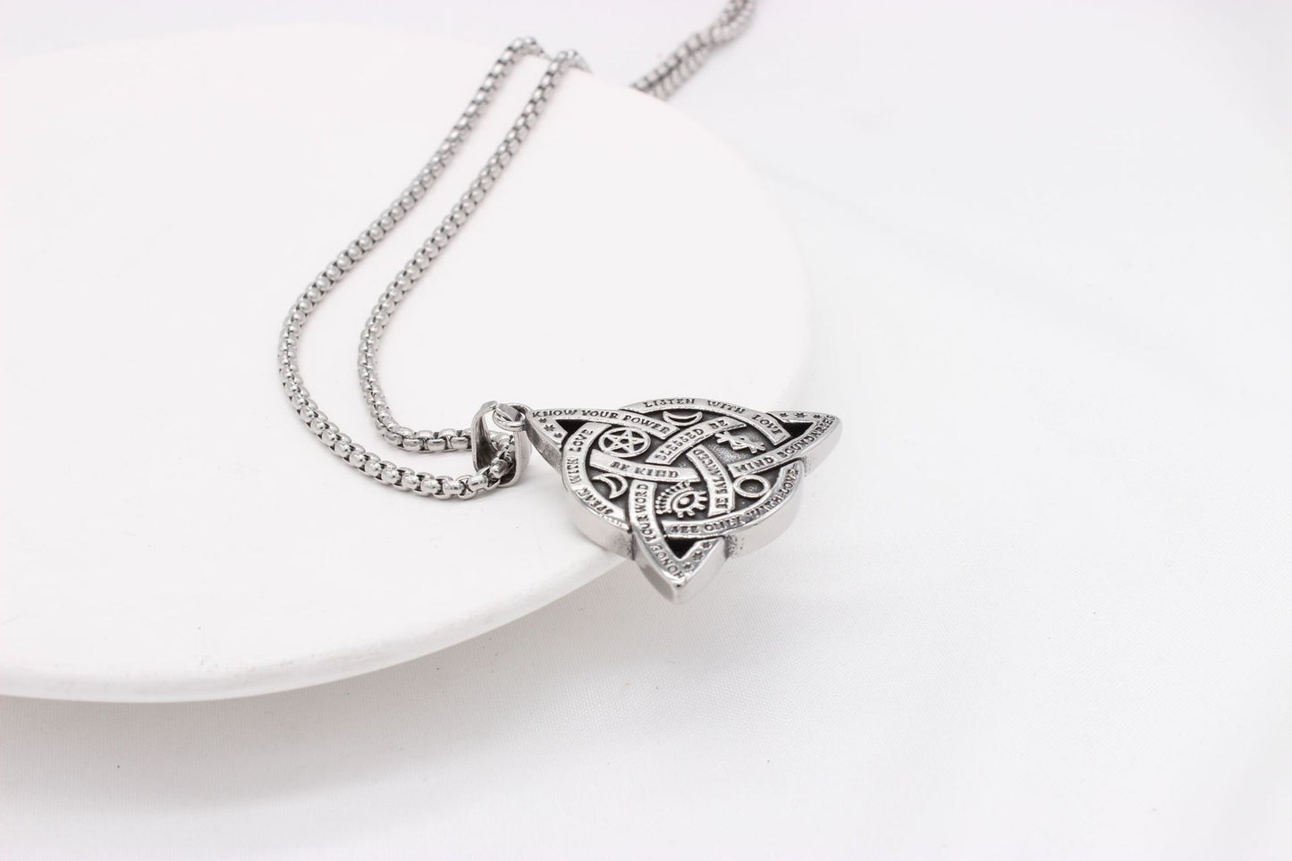 Titanium Steel Viking Triangle Pendant Star Moon Unisex Protection Necklace Planderful Bold