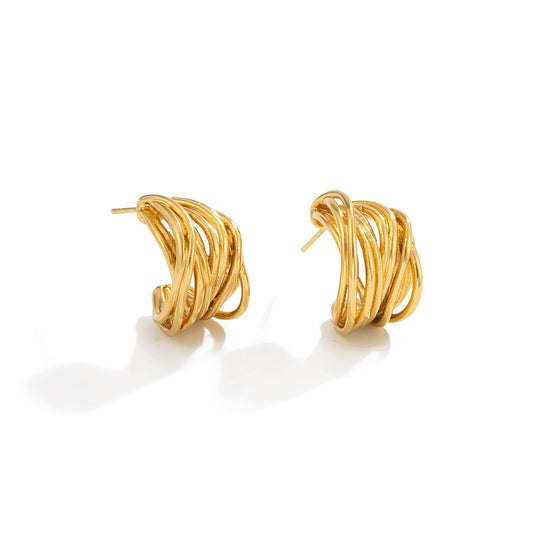 Geometric Stainless Steel Stud Earrings Multi Layer Weave Statement By Planderful Vienna Verve For Trendsetting Women