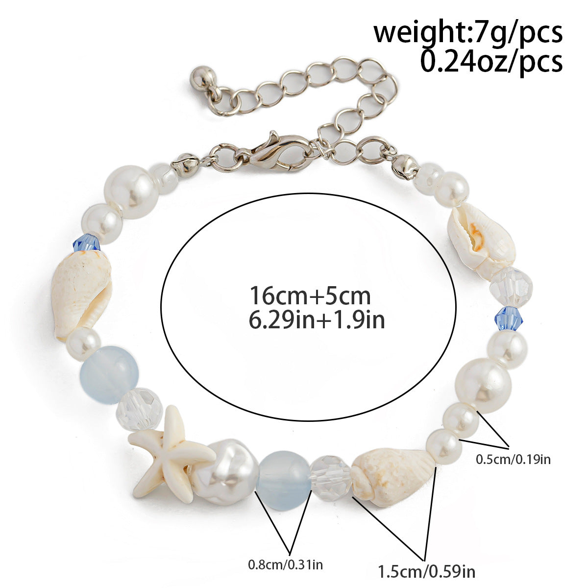 Ocean Wind Shell Starfish Beaded Crystal Bracelet By Planderful Vienna Verve Collection For Women