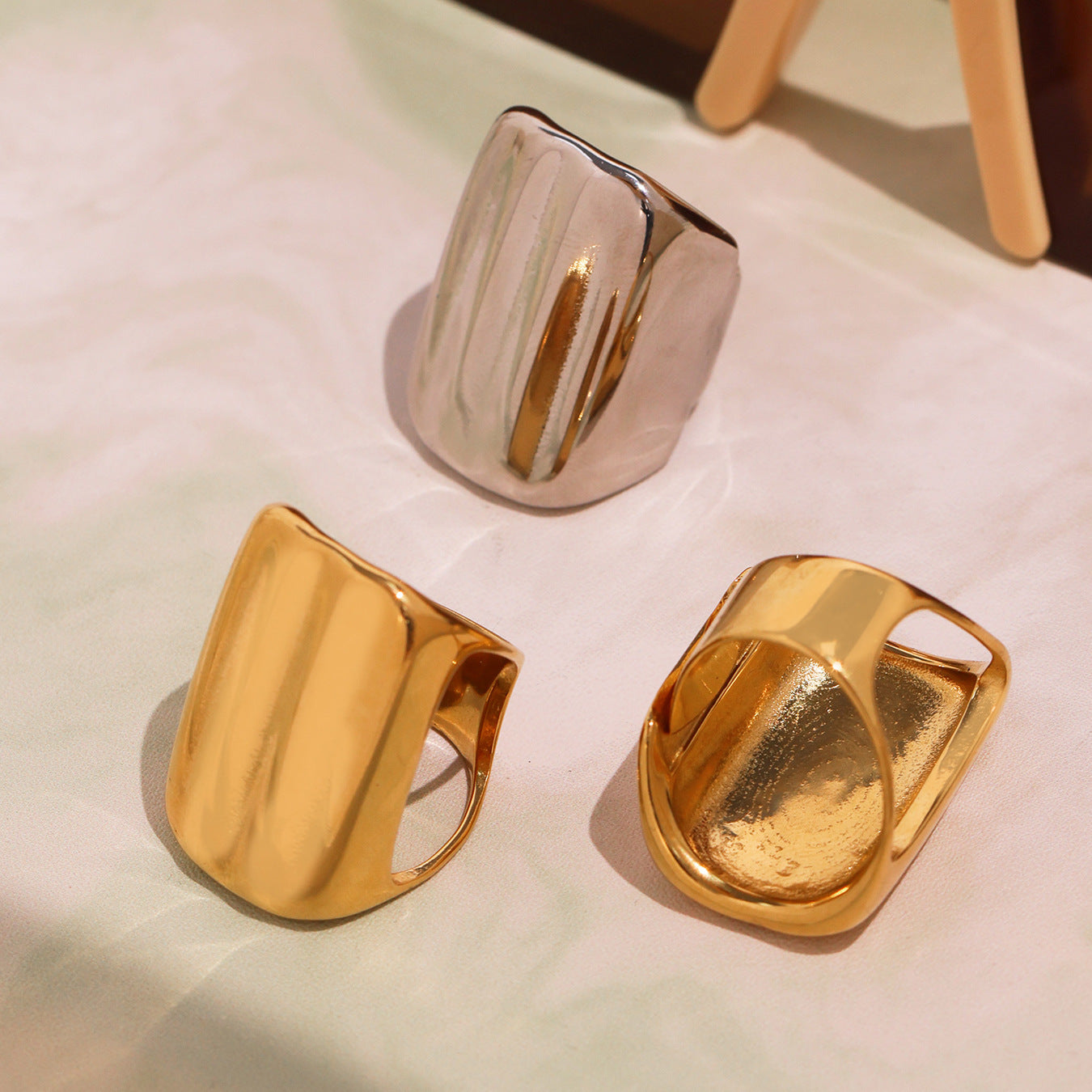 Planderful Geometric Wide Ring 18K Gold Plated Index Finger