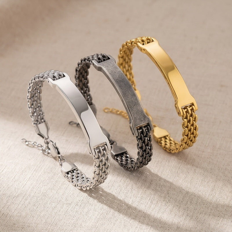 Smooth Curved Bar Mesh Chain Titanium Steel Bracelet Stainless Steel Extension Chain