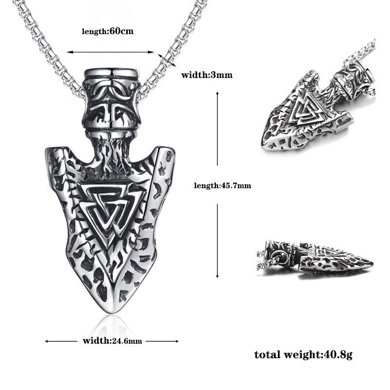 Titanium Steel Necklace – Vintage Viking Triangle Cone