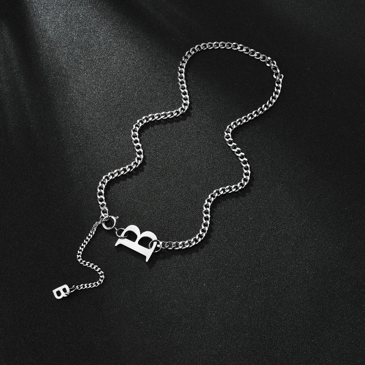 B-Shaped Stainless Steel Hip-Hop Couple Necklace