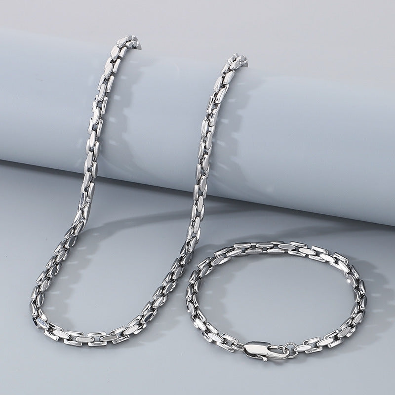 Lobster Buckle Bamboo Chain Bracelet Stainless Steel Men