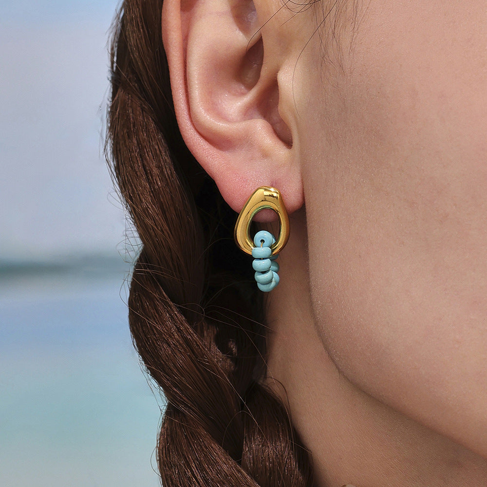 Planderful Turquoise Earrings Durable Stainless Steel Women