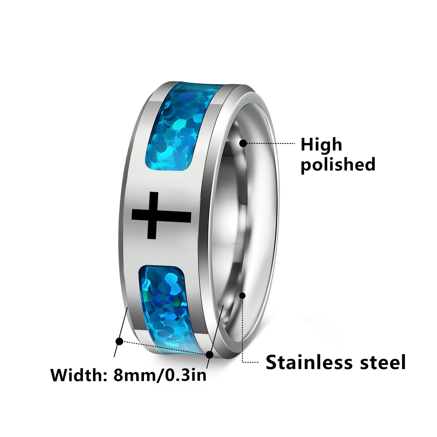 Planderful Imitation Opal Ring Unisex Steel Inlay Everyday Genie Collection Durable Jewelry