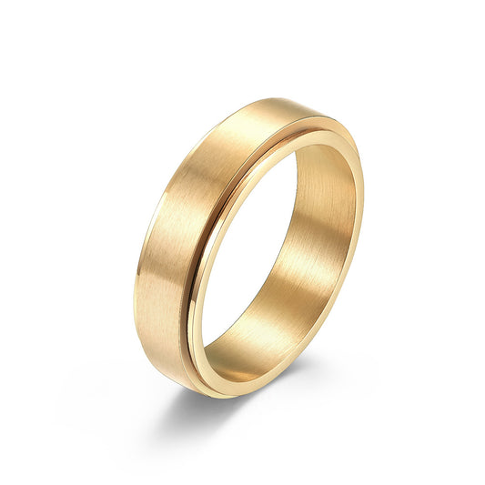 Matte Sand Surface Rotating Stainless Steel Couple Ring