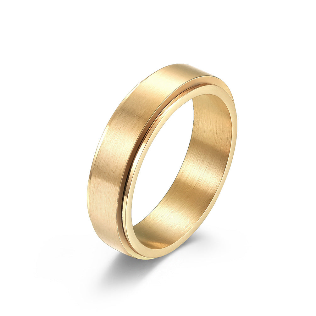 Planderful Rainbow Titanium Steel Ring For Couples Rotating Matte Sand Surface Stainless Steel Band Unisex