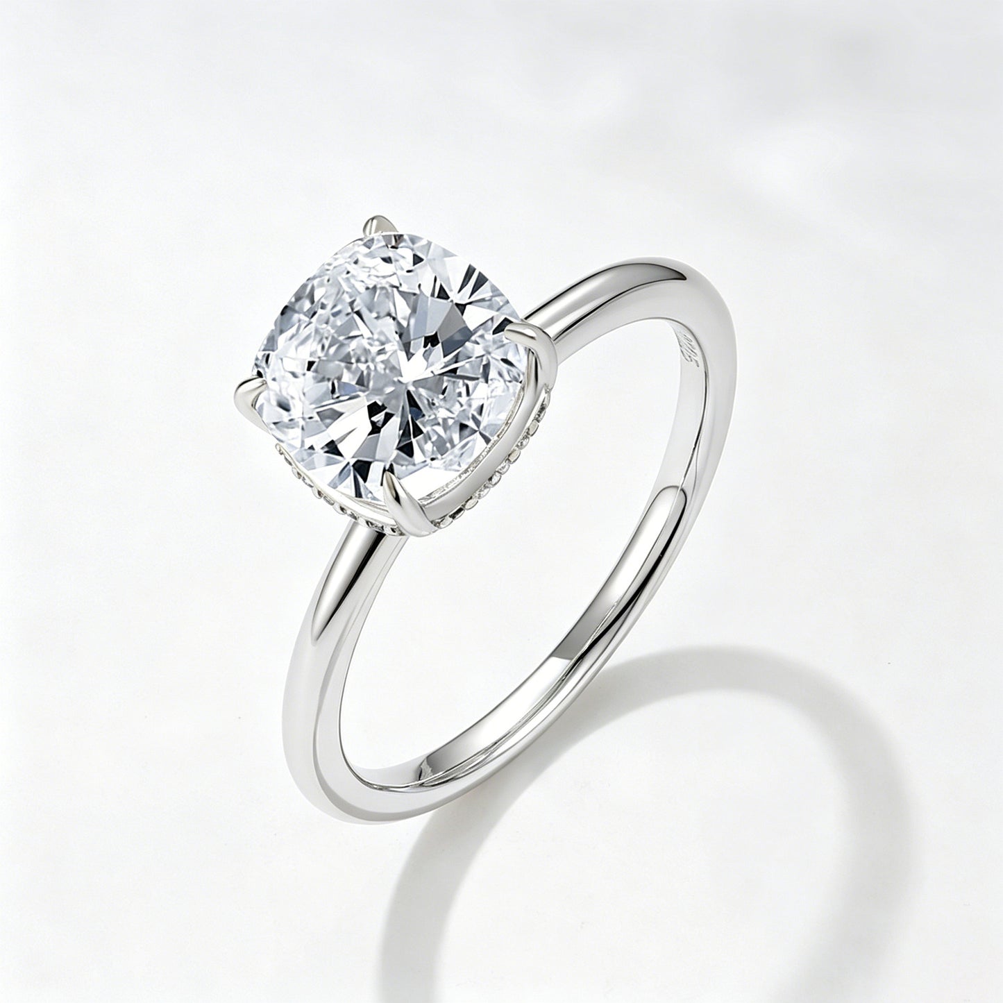 S925 Sterling Silver 2.5 Carat Zircon Ring Fat Square 8 Ice Flower Cut
