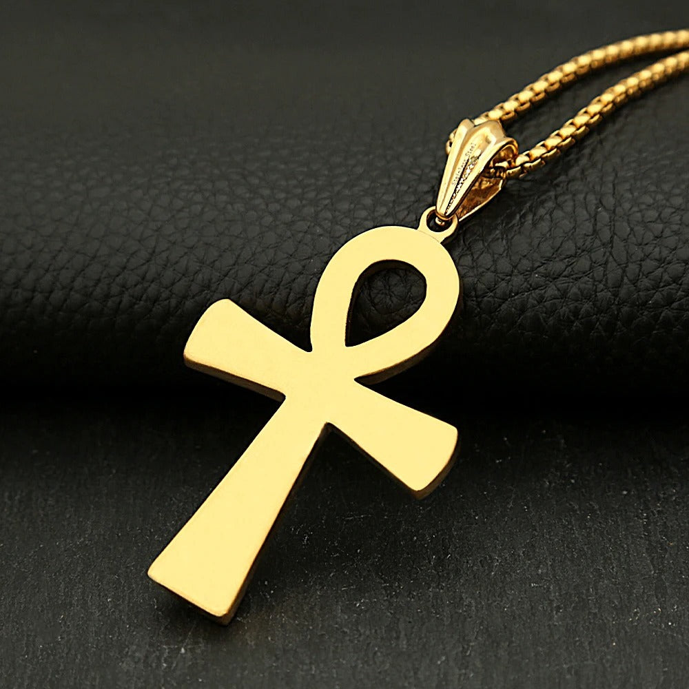 Punk Cross Egyptian Stainless Steel Men's Pendant Necklace
