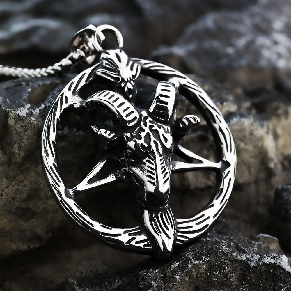 Planderful Shop Satan Skull Necklace Pendant Unisex Personalized Jewelry For Men And Women Trendy Gothic Steel