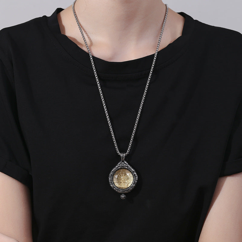 Steel Necklace - Vintage Buddha Pendant