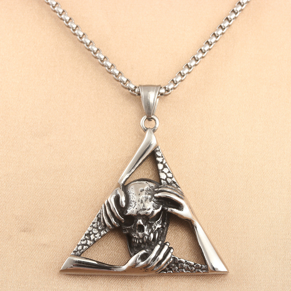 European And American Stainless Steel Skull Pendant Necklace