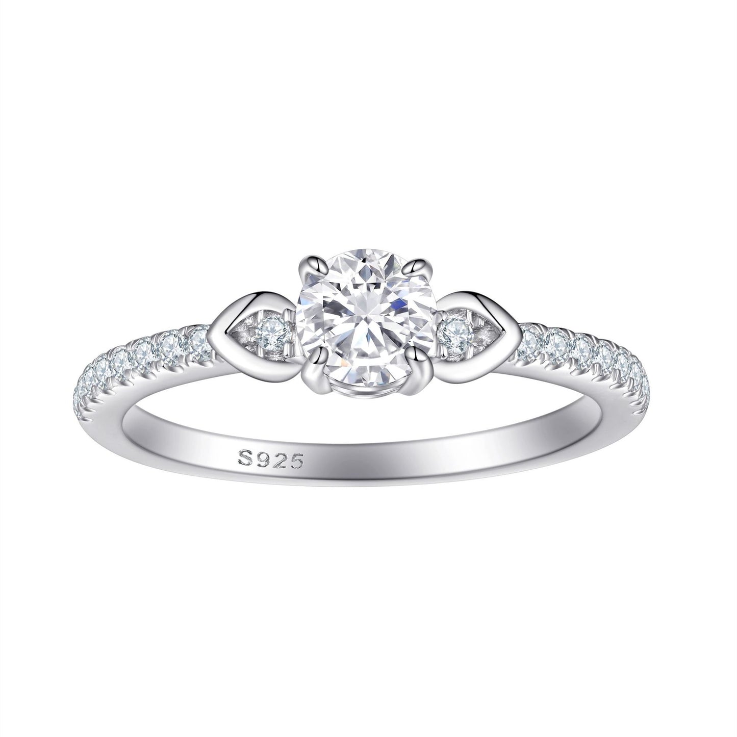 Planderful Sterling Silver Zircon Ring For Women 925 Silver Single Row Elegant Design