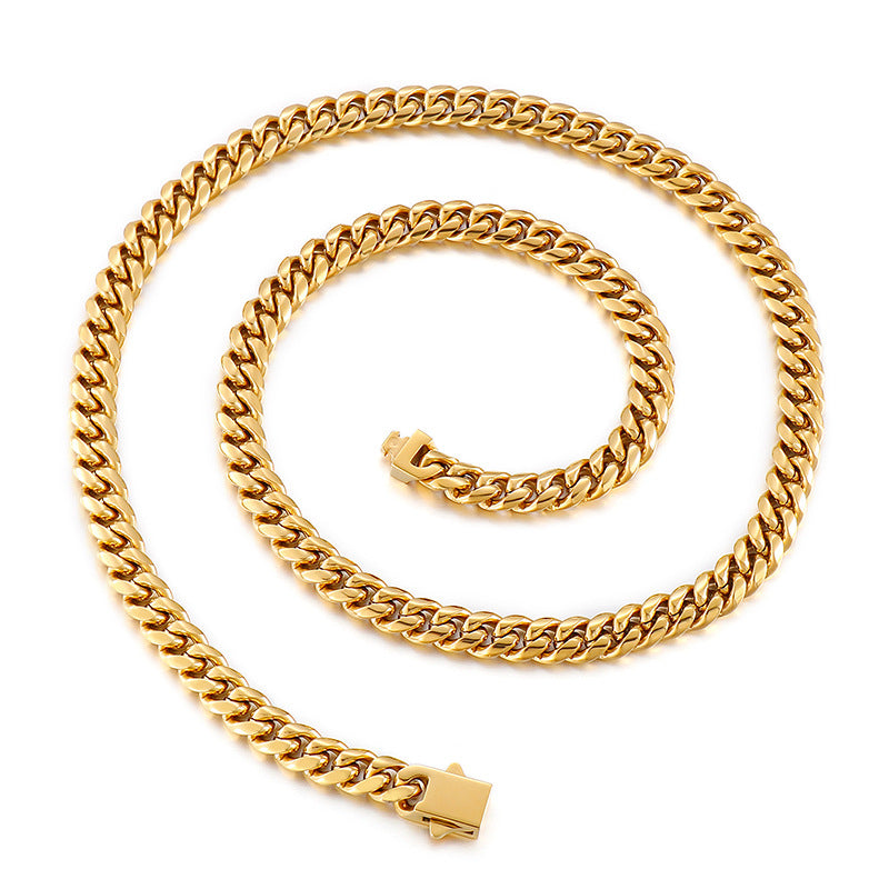 Daily Trendy Men's 8mm Double Weaving Round Grinding Men's Stainless Steel Necklace, Minimalist