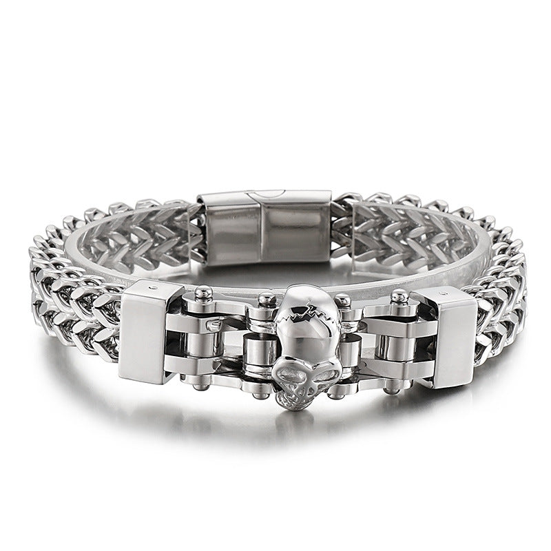 Skull Men's Titanium Steel Bracelet with Hip-Hop Flair