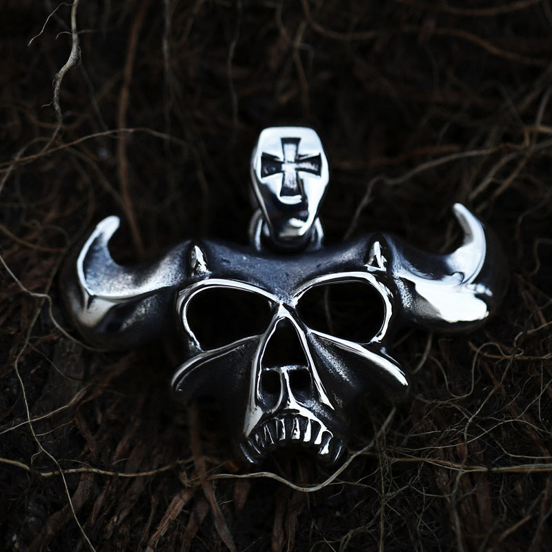 Retro Punk Titanium Steel Cow Skull Pendant for Men - Wholesale Unique Jewelry