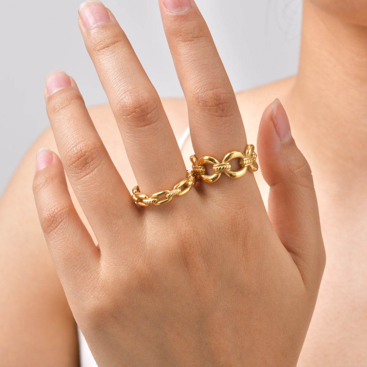 Stainless Steel Twist Hollow Weaving Cold Wind Ring