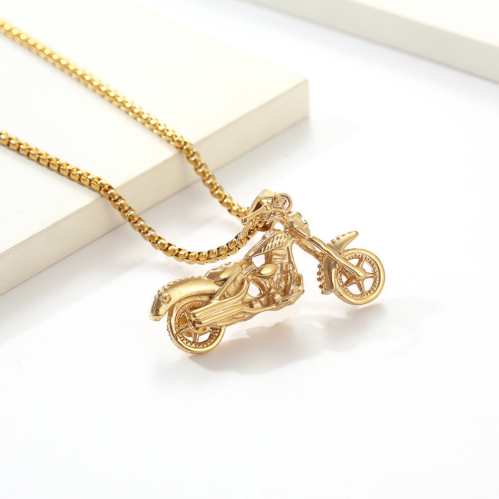 Planderful Skull Motorcycle Pendant Necklace For Men Durable Steel Hip Hop Style Now
